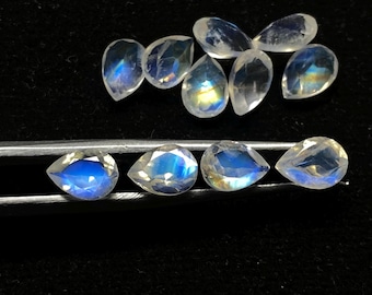 Pear Cut Rainbow Moonstone: Faceted Loose Gemstone (7x5 MM)