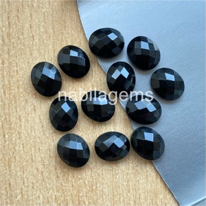 Black Onyx Oval Checker Cut, Top Quality, Natural Black Onyx One Side Checker, Oval Shape, 8*6 to 20*15 MM, Loose Gemstone, AT-868