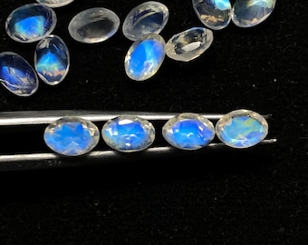 Lot De 20 Cabochons Pierre De Lune Arc-en-ciel - 10x8 Mm, Sri Lanka, 50 Carats, Naturel