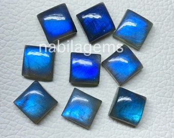 Square Labradorite Gemstone, Top Quality, Natural Labradorite Cabochon, Square Shape, 6 MM to 20 MM, For Making Jewellery, AT-1783