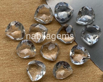 Corazón de cuarzo transparente facetado: Gema de cristal natural (6-15 mm)