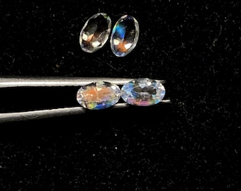 Rainbow Moonstone Madagascar Oval Cut, 4 Pcs Lot, Top Quality, Natural Rainbow Moonstone Cut, 5*3 MM Multi Colour Fire for Madagascar 06