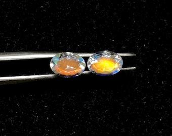 Rainbow Moonstone Madagascar Oval Pair Cut, 1.55 Cts, Top Quality, Natural Rainbow Moonstone Cut, 7*5 MM Multi Colour Fire for Madagascar 03