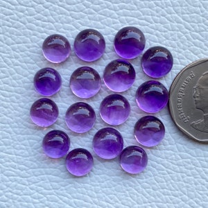 Cabochon rond en améthyste, lot de 16 pièces, 45 cts, qualité supérieure, cabochon en améthyste naturelle, forme ronde, 9-8 mm, pierres précieuses en vrac pour la fabrication de bijoux