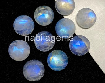 Natural Rainbow Moonstone Rose Cut: Round Gemstone (6-15 MM)