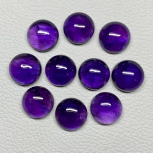 Améthyste ronde, 126 carats, cabochon d&#39;améthyste naturelle de qualité supérieure, améthyste ronde, 15 × 15 mm, lot de 10 pièces, pierre précieuse en vrac, AT-2483