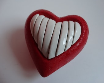 Valentine Puzzle Heart Ceramic Puzzle heart Red-white playful heart Sculpture heart