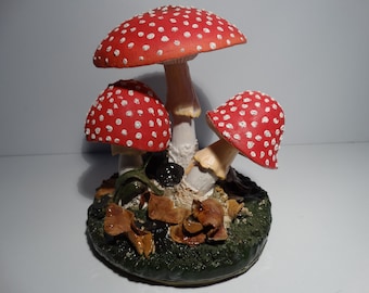 Mushrooms ceramic   Three mushrooms  Amanitas handmade Ceramic realistic in life -size
