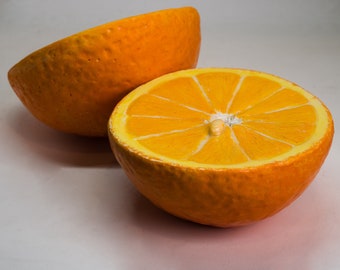 Ceramic Orange cut (2 pieces ) in natural size Realistic fruit favourite fruit cut orange fruit