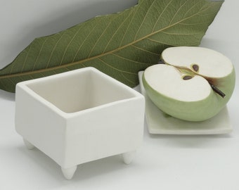 Apple box green on Ceramic white box kitchen decor gift for mum handmade ceramic