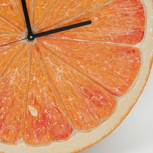 Wall clock slice orange Ceramic wall clock ceramic slice orange wall clock handmade realistic orange slice wedding giftdecor for kitchen image 2