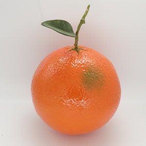 Grande céramique orange avec tige et feuille faite main Orange pour la décoration Fruits orange en céramique grande taille 20x20x20cm cadeau pour elle image 3