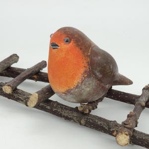 Handmade Ceramic Robin 1 piece– Life-Size Bird Sculpture, Christmas Decor