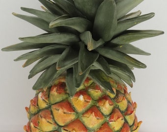 Pineapple ceramic in life-size realistic fruit for decoration gift for country home handmade fruits