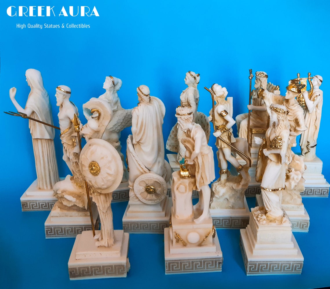 Set of 12 Greek Gods Hand Painted Greek Statue Gift for Etsy