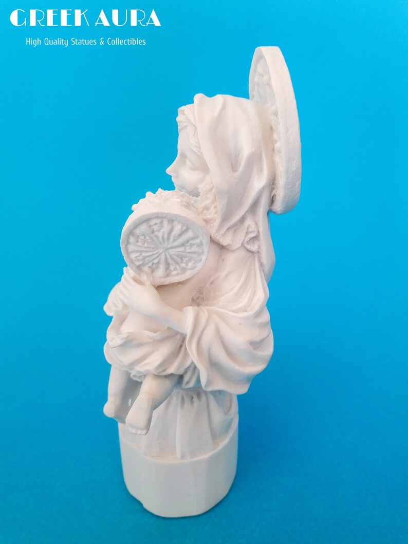 Holy Mary & Jesus Statue  Unique Art Christmas Box 6.3in image 1