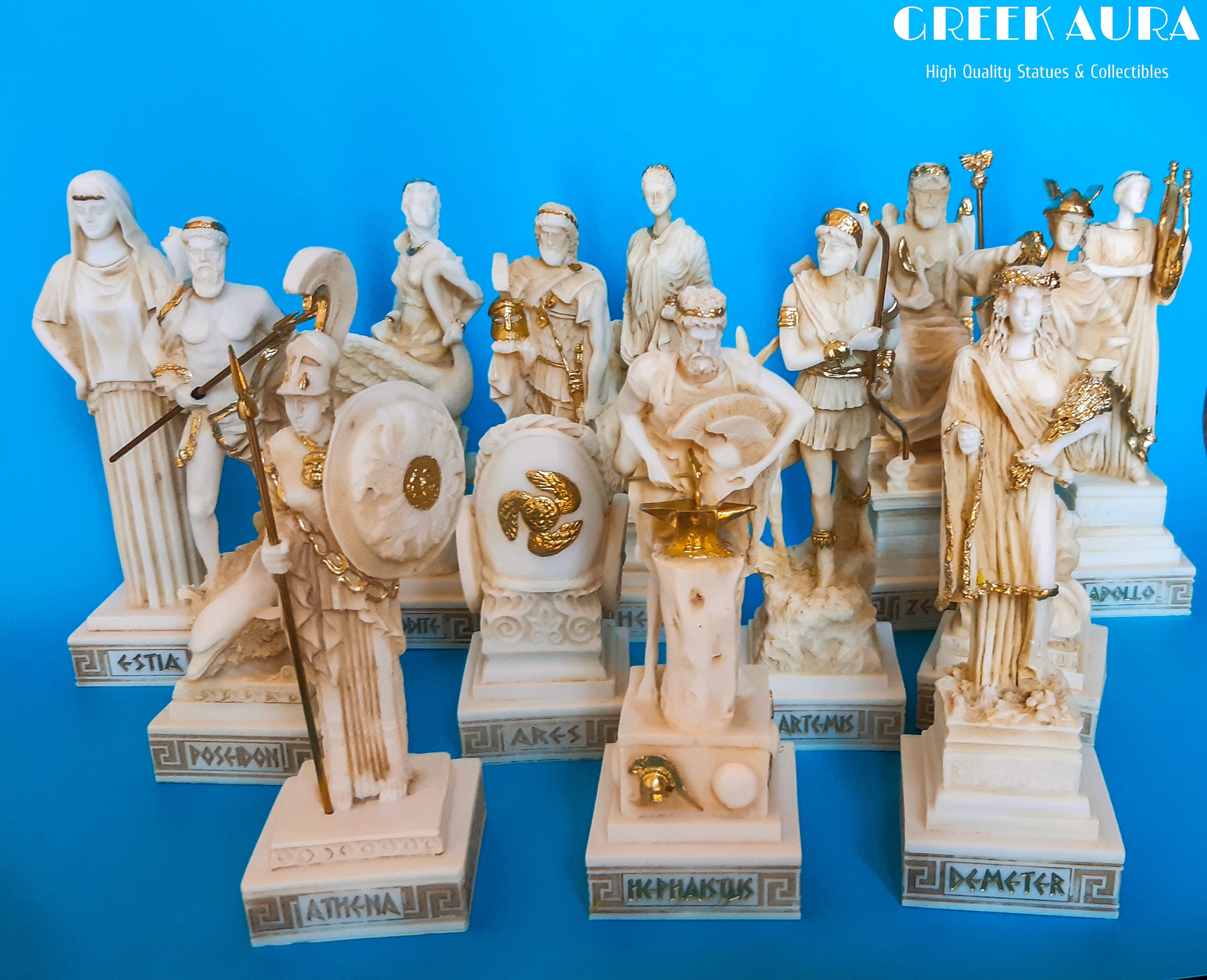 Set of 12 Greek Gods Hand Painted Greek Statue Gift for Etsy
