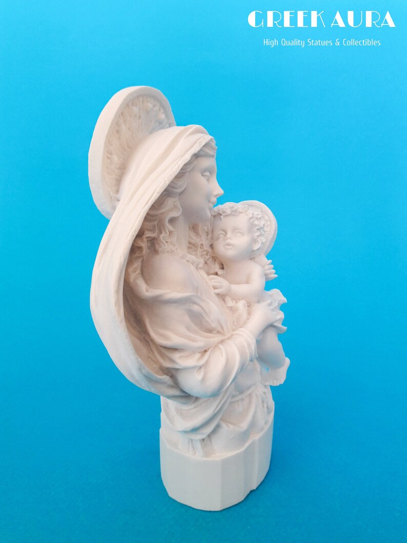 Holy Mary & Jesus Statue  Unique Art Christmas Box 6.3in image 3