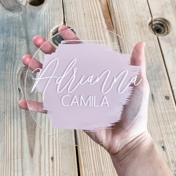 Acrylic Birth Announcement Sign | Baby's Name | Plexiglass Acrylic Disk | Hello World Painted Photo Prop | Newborn Photos | Hospital Plaque