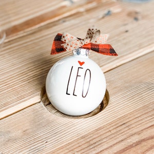 Custom Farmhouse Christmas Ornaments | Rae Dunn Inspired | White Christmas Bulbs | Personalized Ornaments