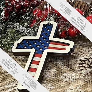 Cross Flag Digital Download Cross Flag Ornament SVG File in 3 layers  ~ about 3.2 x 4.7&quot;