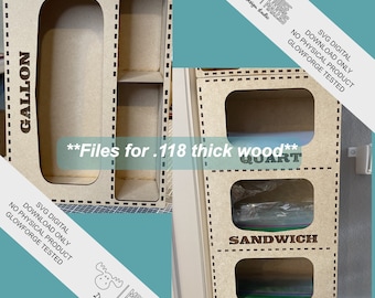 Combo Storage Bag Organizer Digital Download .118 thick wood Gallon & (Snack/Sandwich/Quart) Organizers tested on Glowforge