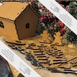 Gingerbread House Digital Download 1/8&quot; Gingerbread house with over 50 pieces 1/8&quot; 3 mm Proof grade MDF tested on Glowforge