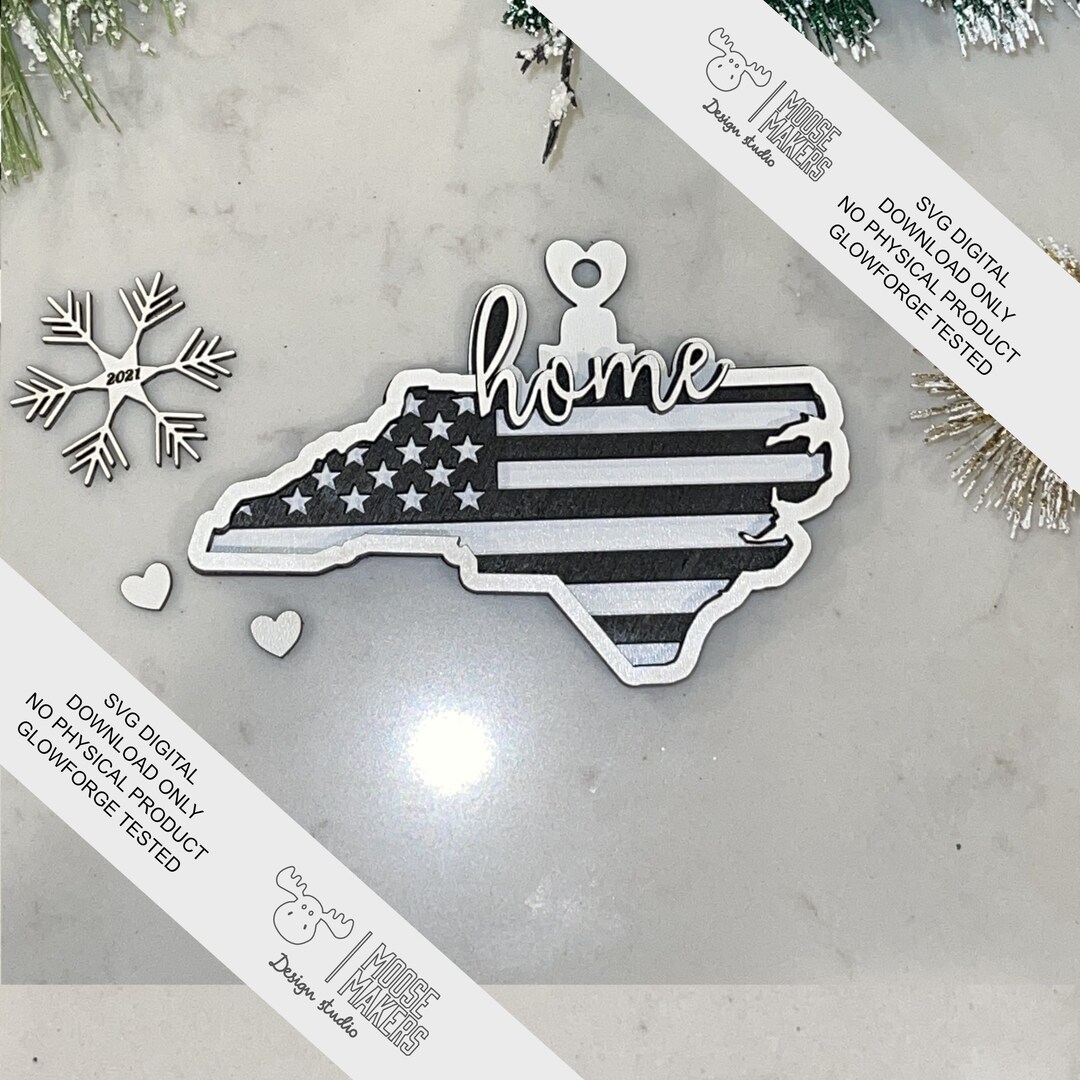 NC Home Flag Digital Download 2021 North Carolina Flag Ornament SVG ...