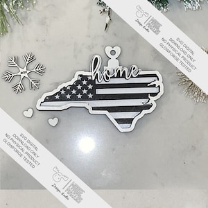 NC Home Flag Digital Download  2021 North Carolina Flag Ornament SVG File in 3 layers  ~ about 4.7 x 2.8&quot;