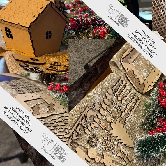 Gingerbread Combo Digital Download 1/8" Gingerbread house & Both Yard Add-ons over 150 pieces 1/8" 3mm Proof grade MDF tested on Glowforge