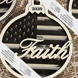 Faith Flag Ornament Digital Download  2020 "Faith" Flag Ornament SVG File in 3 layers  ~ about 3.85 x 4.85"