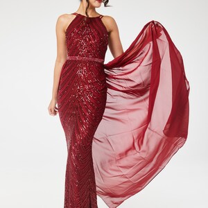 One Night Halterneck Maxi Dress Sequin Butter main image 0