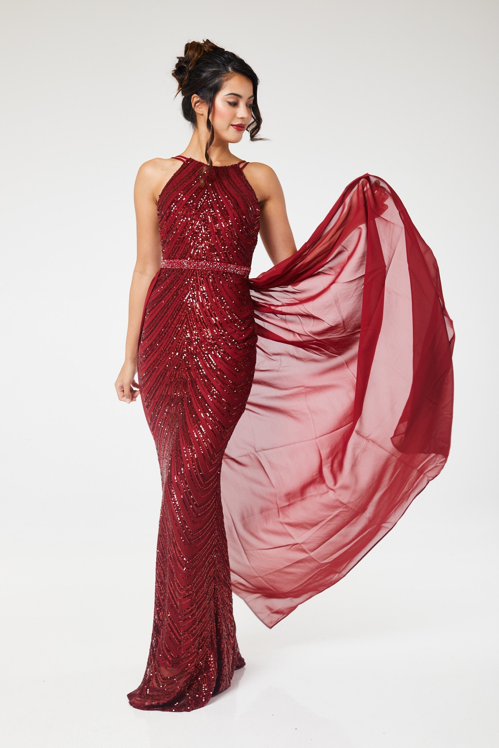 HALTERNECK VISCOSE SEQUIN DRESS main image 0