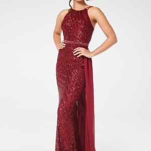 Dorcas Halterneck Cutout Maxi Dress In Wine main image 1