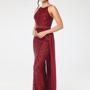 Rosella Halterneck Sequin Maxi Dress Hunter