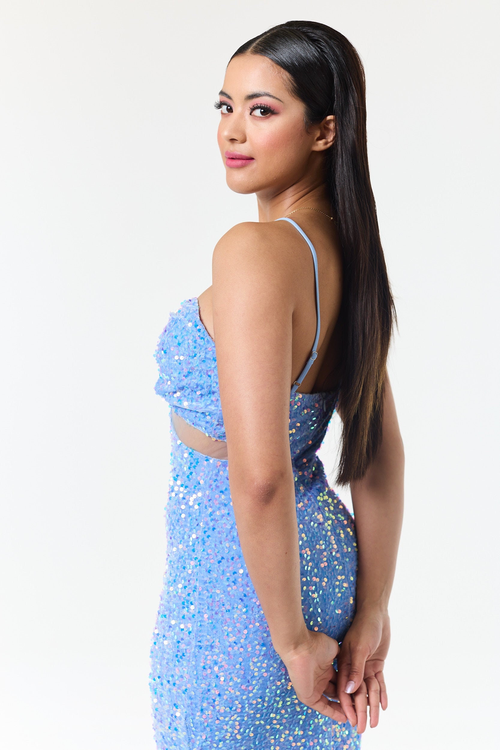 chinese dress ladies Lilac Sequin Bandeau Maxi Dress  Rare London