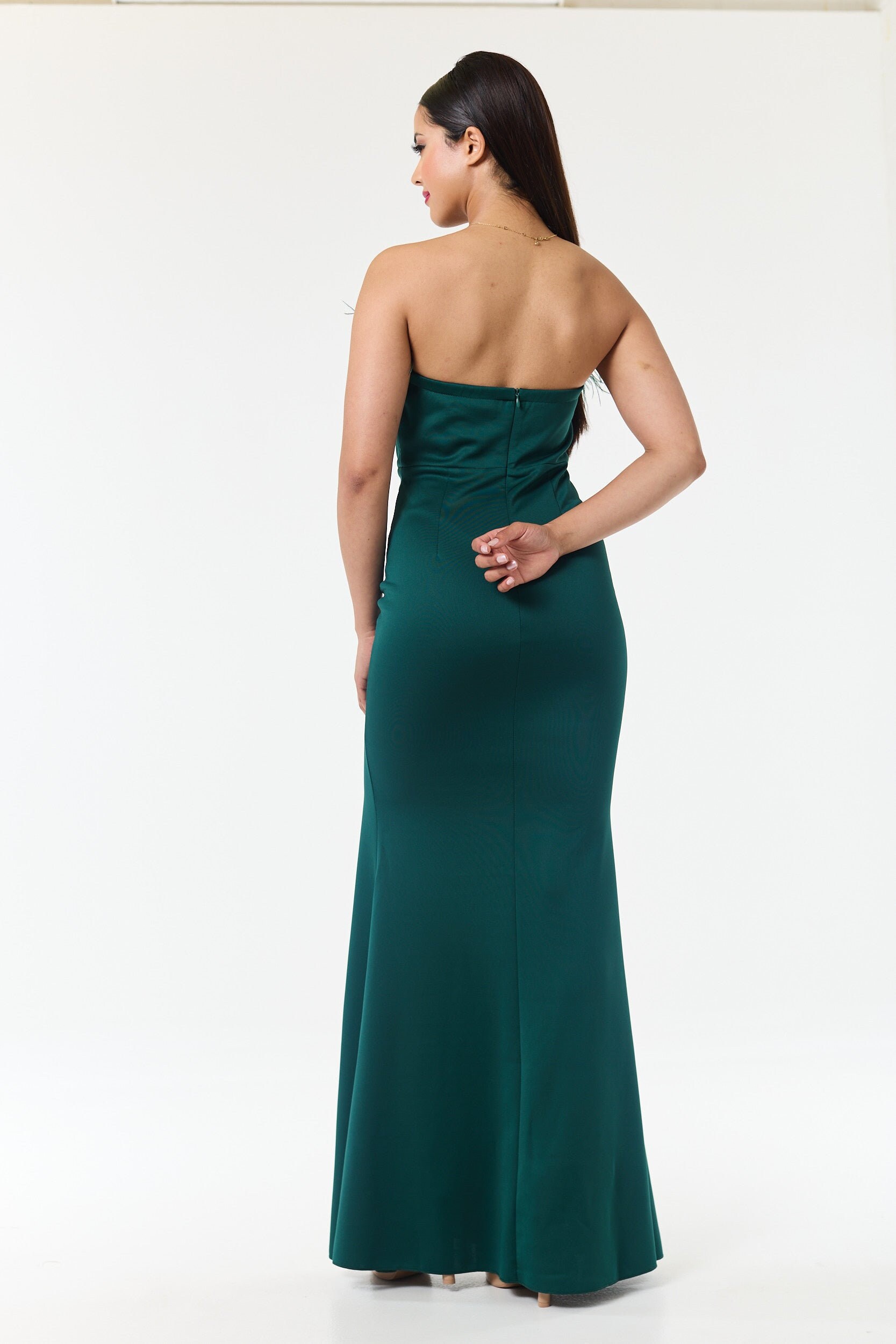 slim fit dress slacks Slinky Jersey Strapless A-Line Midaxi Dress in Emerald Green main image 1