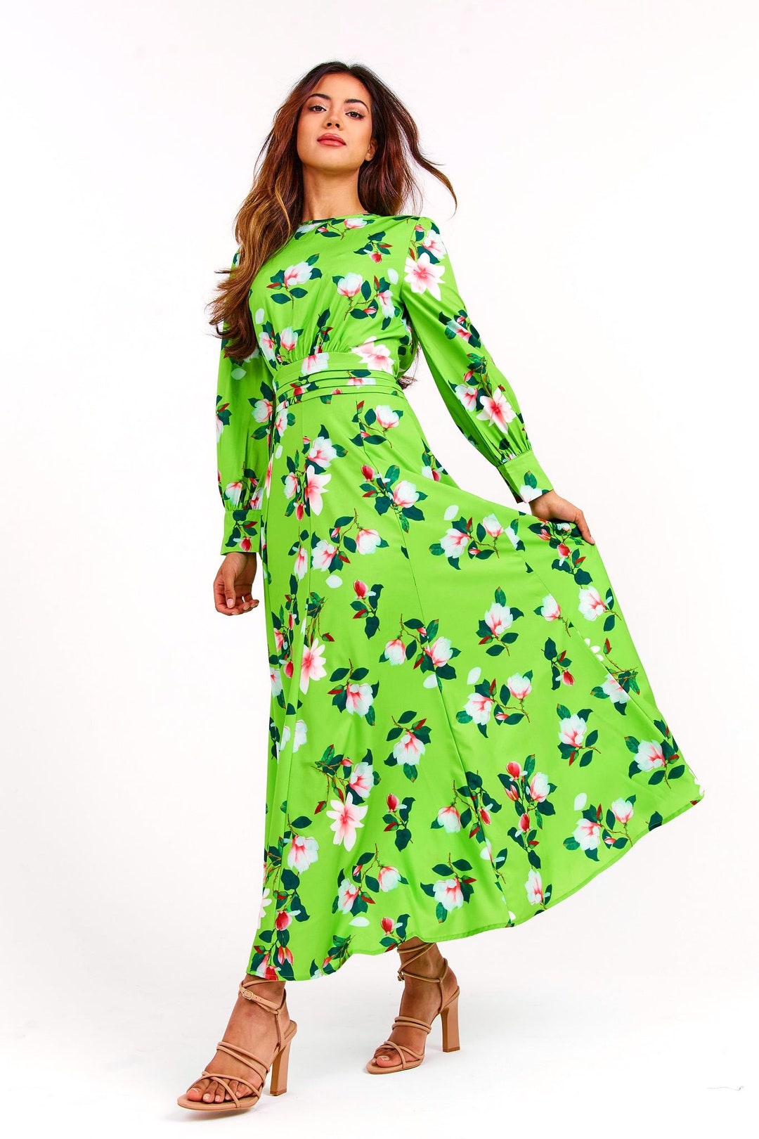 Green Floral Long Summer Dress Etsy — free download