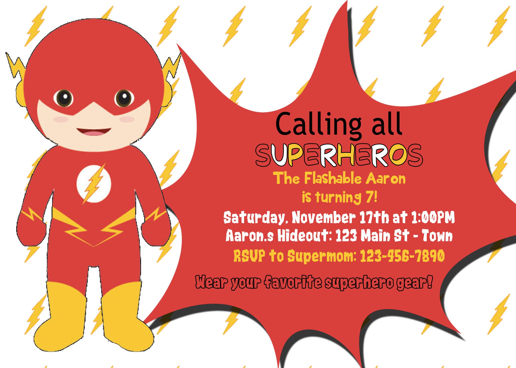 DC Flash Birthday Invitation | Etsy