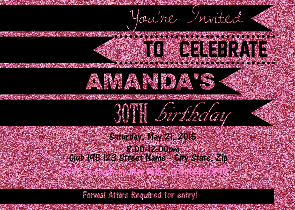 Glitter sparkle Birthday Invitation Etsy