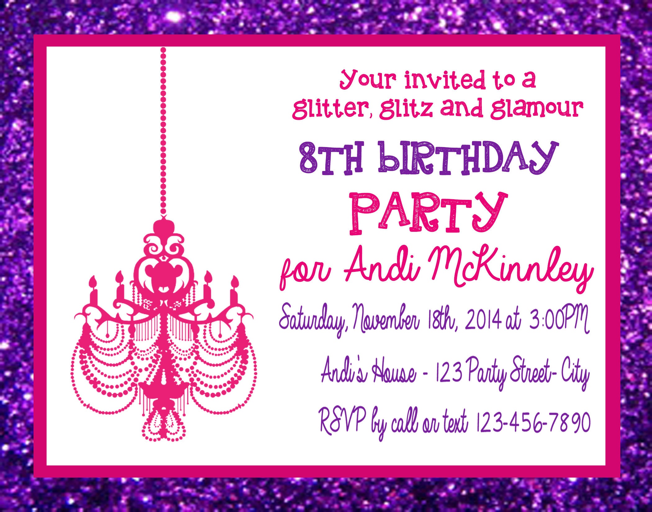 Glitter Glitz and Glamour Birthday Invitation Etsy