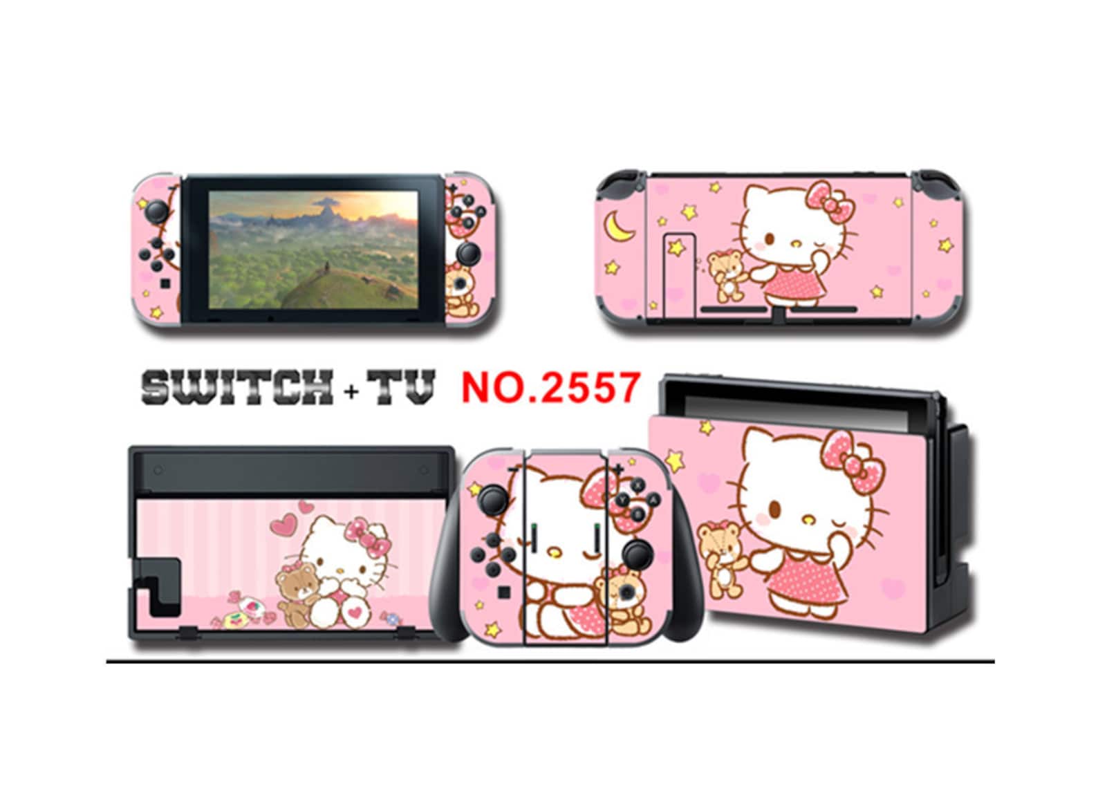 Pink Hello Kitty Cat Nintendo switch skinGamer decalSwitch Etsy