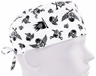 or Set Pirate Surgical Scrub Hat Mask