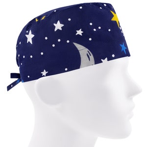 Scrub caps for men, scrub hats, surgical hat galaxy, nurse cap constellation, stars navy blue cap