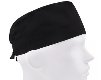 Surgical cap men, scrub caps, scrub hats, surgery hat, solid black