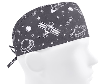 Scrub caps men, surgical cap space, scrub hats planet, nurse hat gray, spaceship or cap