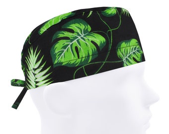 Scrub caps men, surgical cap, scrub hats for men, nurse hat monstera, leaves doctor cap