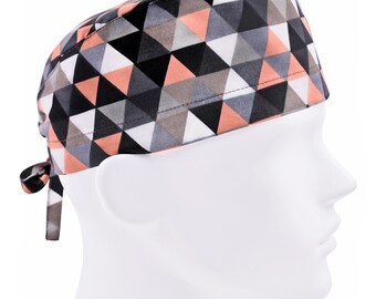 Surgical cap men, scrub caps, scrub hats, surgery hat, geometry black gray
