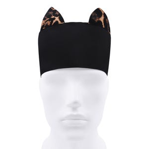 Cat Ears Scrub Cap, Mens Nurse Hats, Black Surgical Caps, Leopard Theatre Hat Unisex