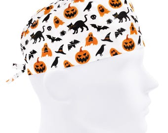 Halloween-scrubmutsen, operatiemuts mannen, operatiemuts vleermuis, scrubmutsen pompoen, Jack O Lantern kattenspook
